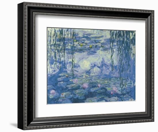 Water Lilies and Willow Branches-Claude Monet-Framed Art Print