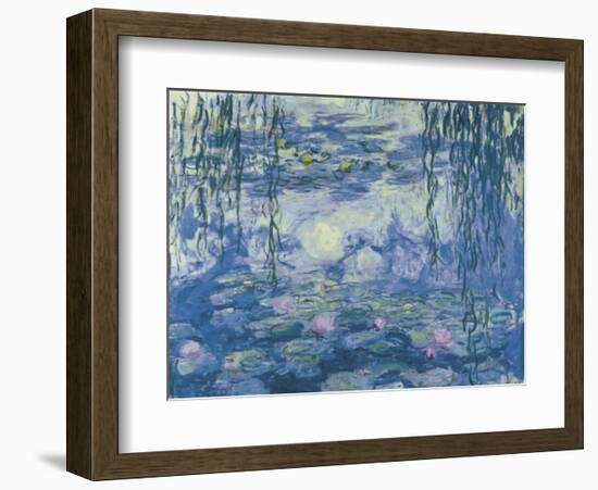 Water Lilies and Willow Branches-Claude Monet-Framed Art Print