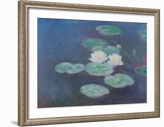 Water Lilies by Nightfall-Claude Monet-Framed Art Print