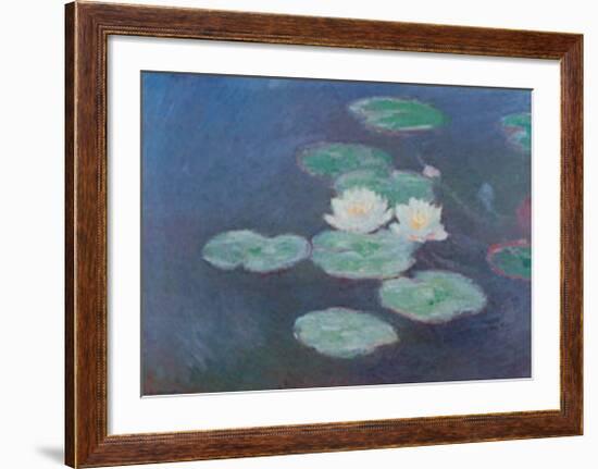 Water Lilies by Nightfall-Claude Monet-Framed Art Print