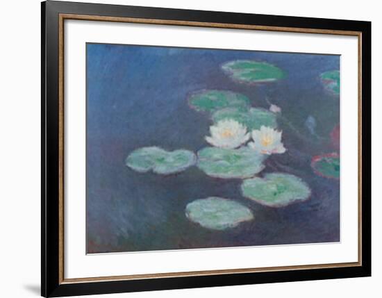 Water Lilies by Nightfall-Claude Monet-Framed Art Print