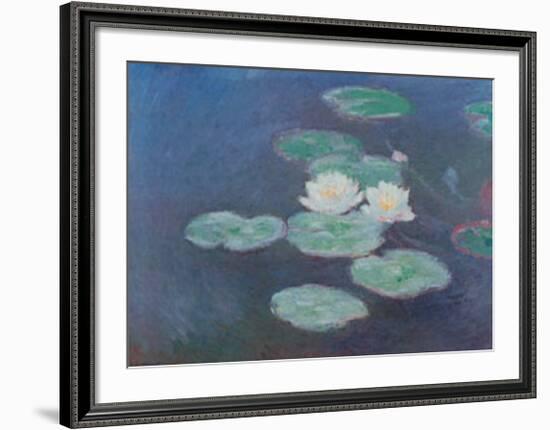 Water Lilies by Nightfall-Claude Monet-Framed Art Print