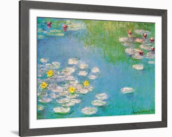 Water Lilies, c.1908 (detail)-Claude Monet-Framed Art Print