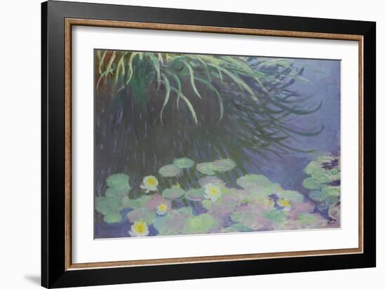 Water Lilies with Reflections of Tall Grass, 1914-17 (oil on canvas)-Claude Monet-Framed Giclee Print