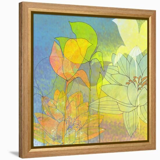 Water Lily Shadows-Jan Weiss-Framed Stretched Canvas