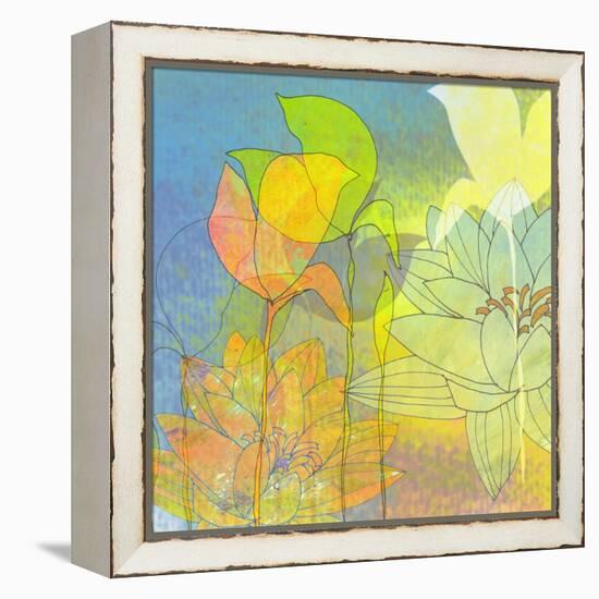 Water Lily Shadows-Jan Weiss-Framed Stretched Canvas