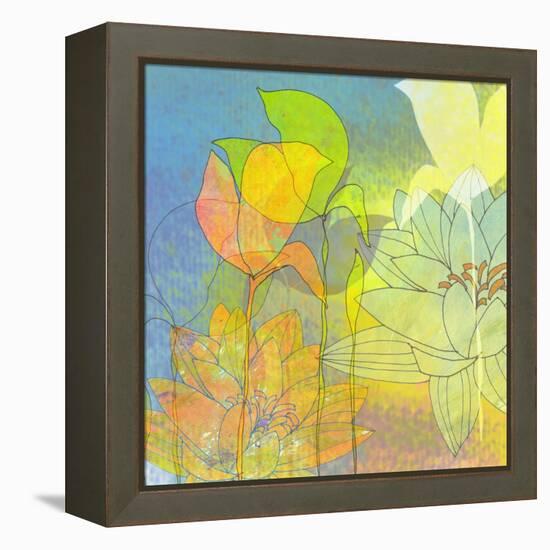 Water Lily Shadows-Jan Weiss-Framed Stretched Canvas