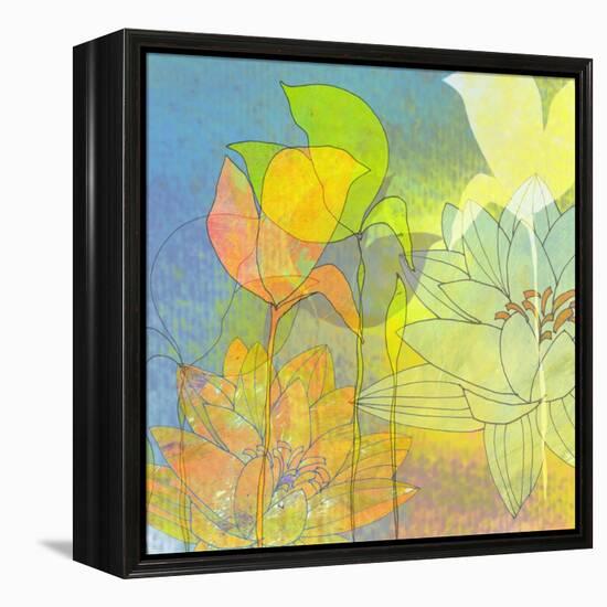 Water Lily Shadows-Jan Weiss-Framed Stretched Canvas