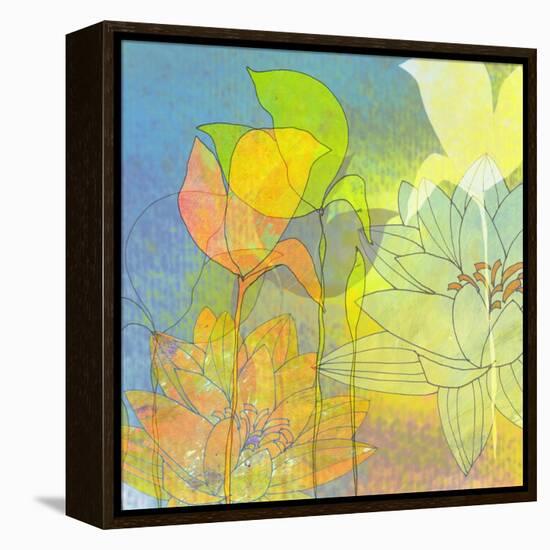 Water Lily Shadows-Jan Weiss-Framed Stretched Canvas