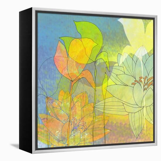 Water Lily Shadows-Jan Weiss-Framed Stretched Canvas