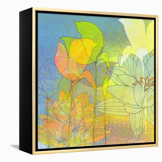 Water Lily Shadows-Jan Weiss-Framed Stretched Canvas