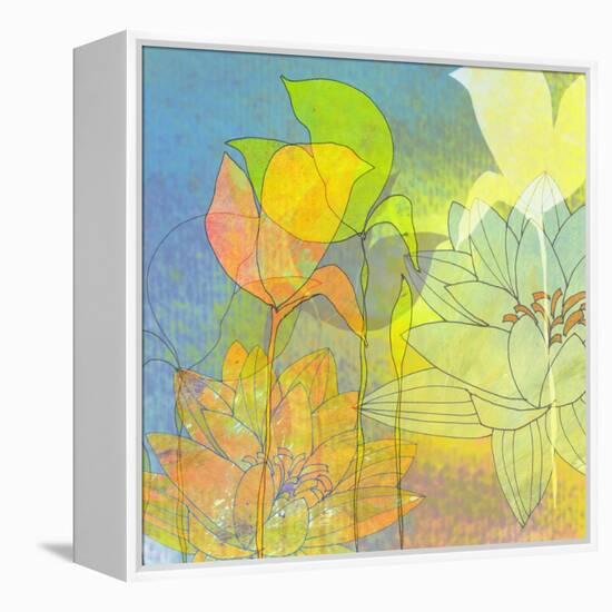 Water Lily Shadows-Jan Weiss-Framed Stretched Canvas