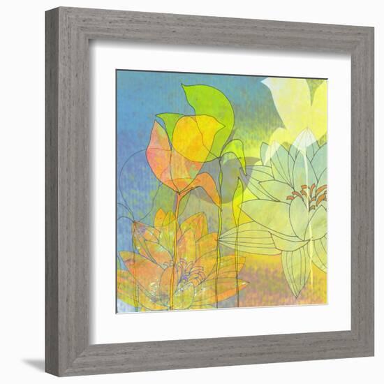 Water Lily Shadows-Jan Weiss-Framed Art Print