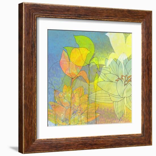 Water Lily Shadows-Jan Weiss-Framed Art Print