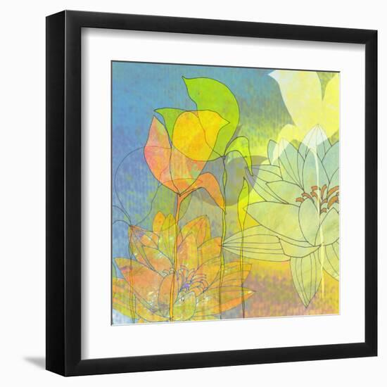 Water Lily Shadows-Jan Weiss-Framed Art Print