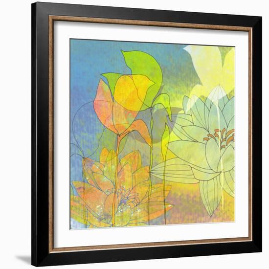 Water Lily Shadows-Jan Weiss-Framed Art Print