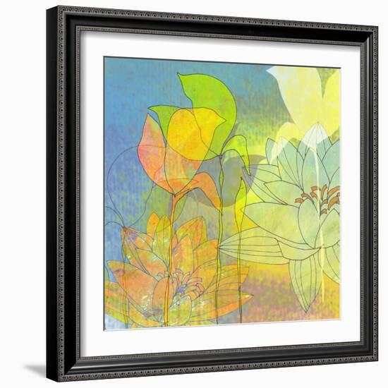 Water Lily Shadows-Jan Weiss-Framed Art Print