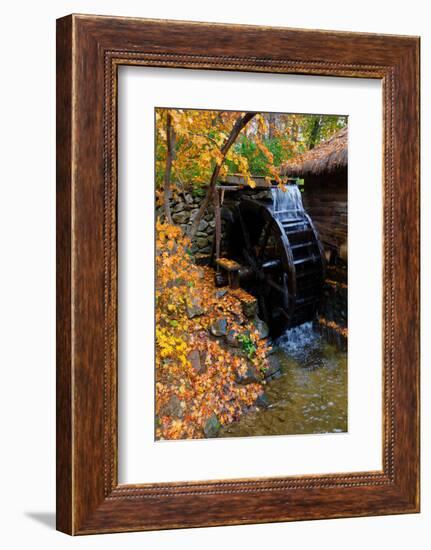 Water mill and Autumn color at Namsangol traditional folk village, Seoul, South Korea-null-Framed Photographic Print