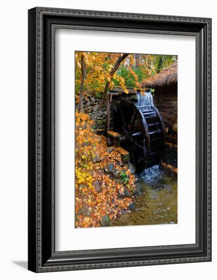Water mill and Autumn color at Namsangol traditional folk village, Seoul, South Korea-null-Framed Photographic Print