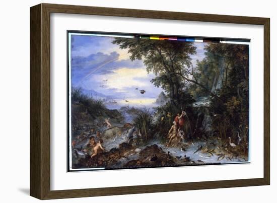 Water. Painting by Brueghel Jan I (1568-1625) known as Brueghel De Velours 1621. Musee Du Louvre, P-Jan the Elder Brueghel-Framed Giclee Print