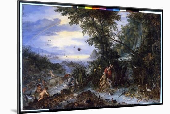 Water. Painting by Brueghel Jan I (1568-1625) known as Brueghel De Velours 1621. Musee Du Louvre, P-Jan the Elder Brueghel-Mounted Giclee Print