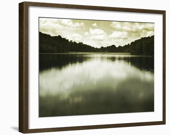 Water Reflecting Bordering Trees and Sky-Jan Lakey-Framed Photographic Print