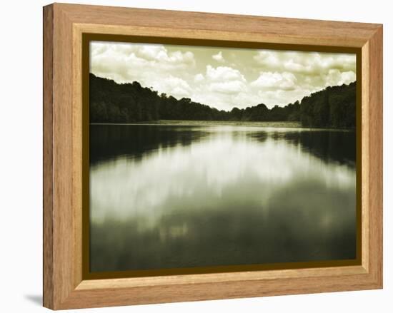 Water Reflecting Bordering Trees and Sky-Jan Lakey-Framed Premier Image Canvas