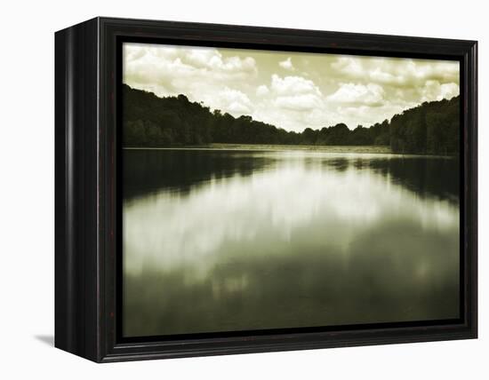 Water Reflecting Bordering Trees and Sky-Jan Lakey-Framed Premier Image Canvas