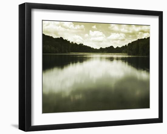 Water Reflecting Bordering Trees and Sky-Jan Lakey-Framed Photographic Print