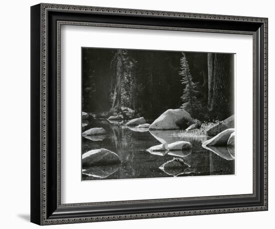 Water, Rock, Tree Reflection, High Sierra, c. 1970-Brett Weston-Framed Photographic Print