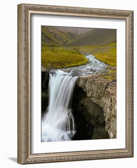 Water Running from Glacier and Waterfall, Iceland-Tom Norring-Framed Photographic Print