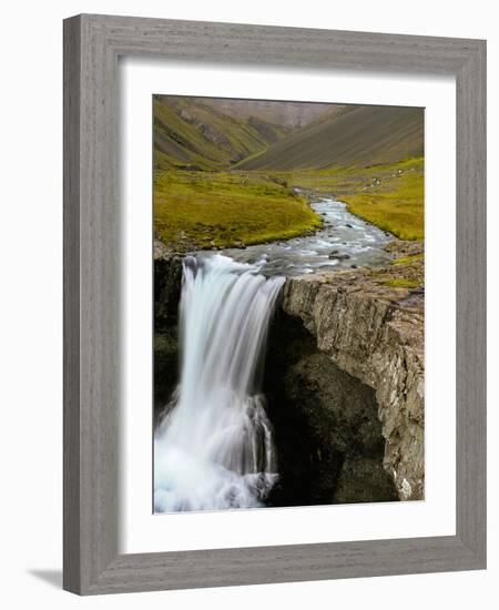 Water Running from Glacier and Waterfall, Iceland-Tom Norring-Framed Photographic Print