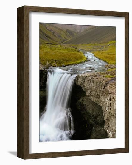 Water Running from Glacier and Waterfall, Iceland-Tom Norring-Framed Photographic Print