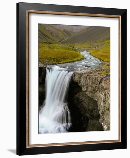 Water Running from Glacier and Waterfall, Iceland-Tom Norring-Framed Photographic Print