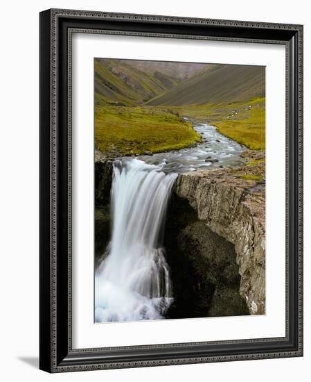 Water Running from Glacier and Waterfall, Iceland-Tom Norring-Framed Photographic Print