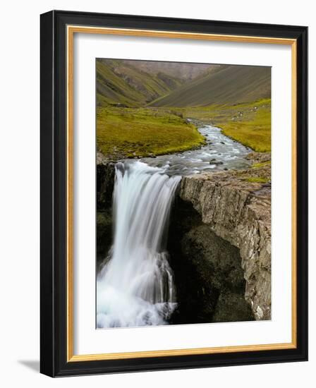 Water Running from Glacier and Waterfall, Iceland-Tom Norring-Framed Photographic Print