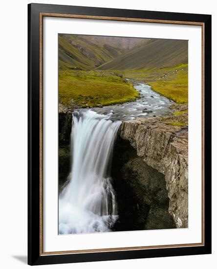 Water Running from Glacier and Waterfall, Iceland-Tom Norring-Framed Photographic Print