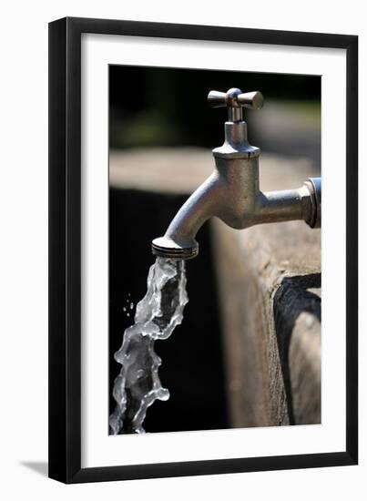 Water Running Out of a Water Tap-Frank May-Framed Photo