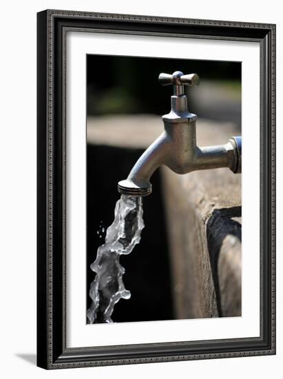 Water Running Out of a Water Tap-Frank May-Framed Photo