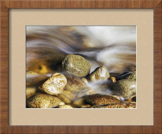 Water rushing past river stones-Frank Krahmer-Framed Photographic Print