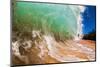 Water shot of a tubing shore break wave crashing onto a Hawaiian beach-Mark A Johnson-Mounted Photographic Print
