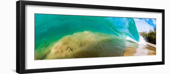 Water shot of a tubing shore break wave crashing onto a Hawaiian beach-Mark A Johnson-Framed Photographic Print