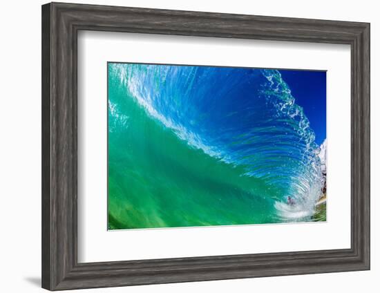 Water shot of a tubing wave off a Hawaiian beach-Mark A Johnson-Framed Photographic Print