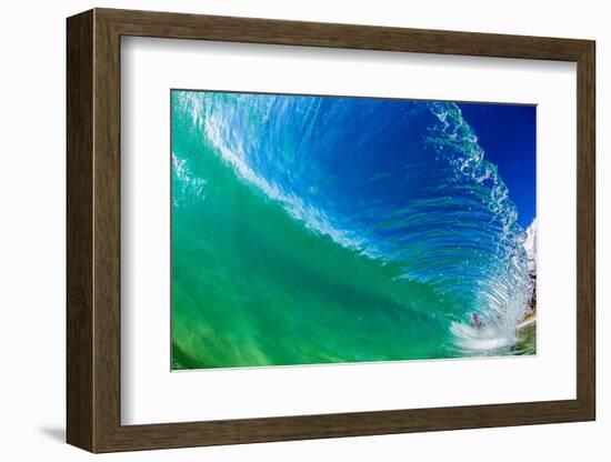 Water shot of a tubing wave off a Hawaiian beach-Mark A Johnson-Framed Photographic Print