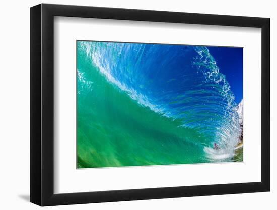 Water shot of a tubing wave off a Hawaiian beach-Mark A Johnson-Framed Photographic Print