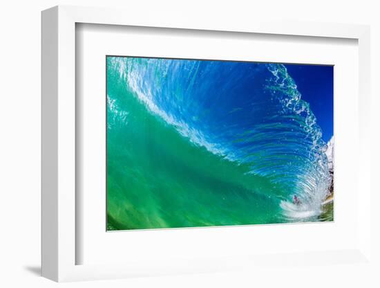 Water shot of a tubing wave off a Hawaiian beach-Mark A Johnson-Framed Photographic Print