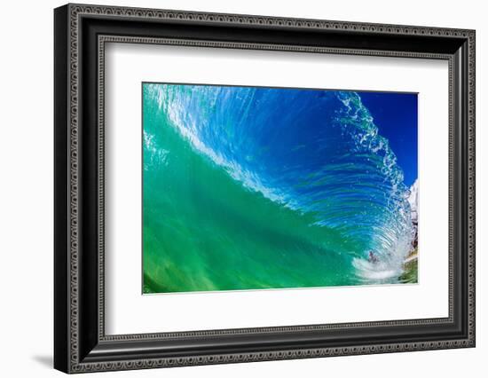 Water shot of a tubing wave off a Hawaiian beach-Mark A Johnson-Framed Photographic Print