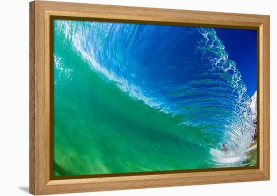 Water shot of a tubing wave off a Hawaiian beach-Mark A Johnson-Framed Premier Image Canvas