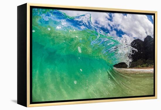 Water shot of a tubing wave off a Hawaiian beach-Mark A Johnson-Framed Premier Image Canvas