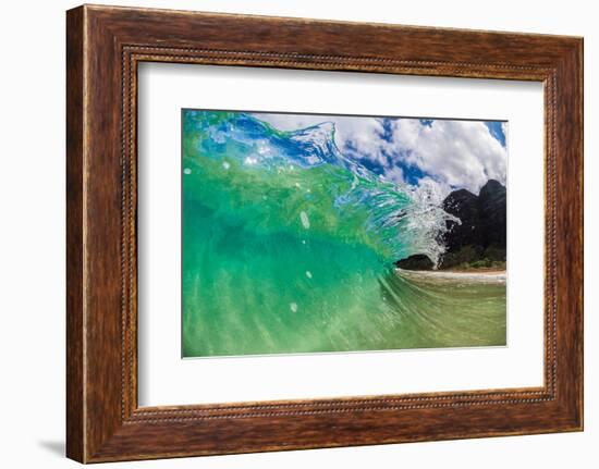 Water shot of a tubing wave off a Hawaiian beach-Mark A Johnson-Framed Photographic Print